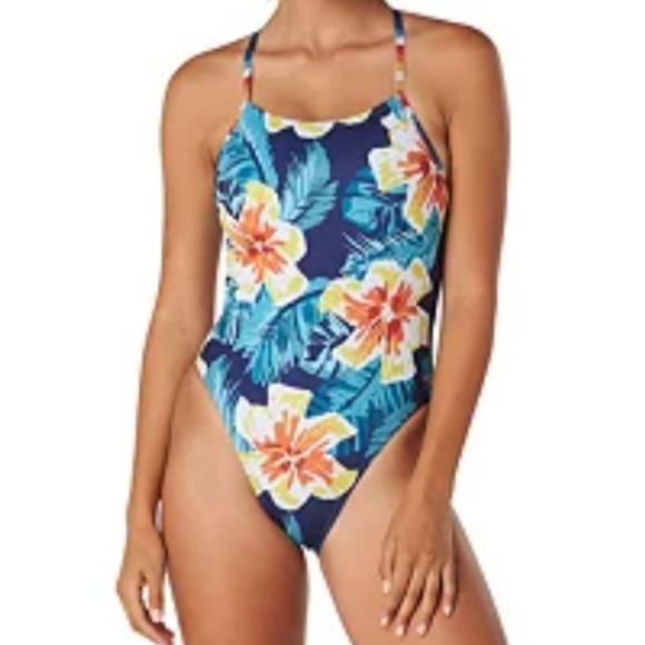 Kona Sol womens floral criss cross back closure one piece swim suit size… - Picture 1 of 9